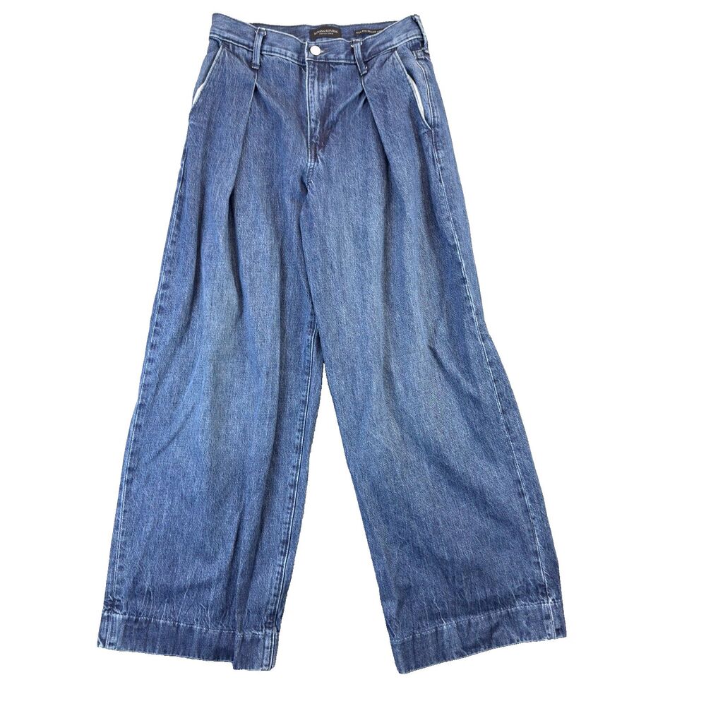 Banana Republic Jeans Womens 25S Blue High Rise Relaxed Wide Leg 90s Y2K Pleated